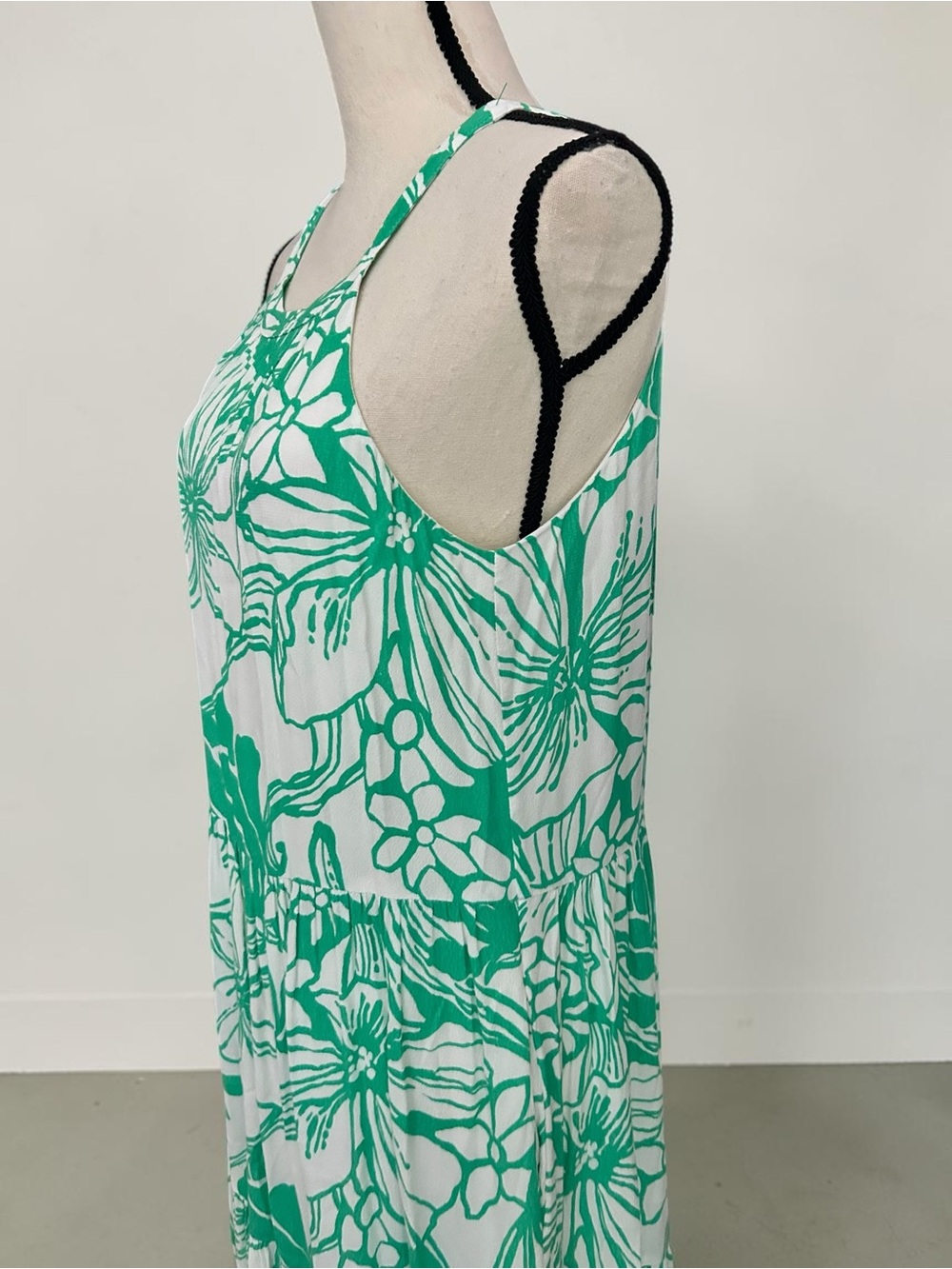 Lilly Pulitzer Green White Tropical Floral Tiered Maxi Dress Sz Small Resort - Picture 8 of 11